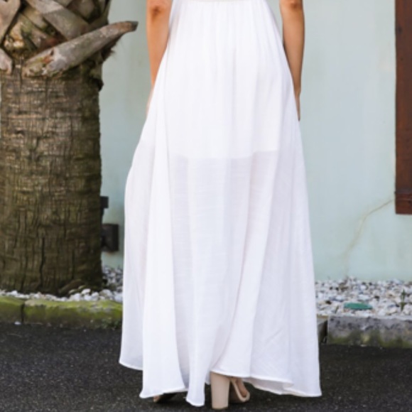 Off Shoulder White Maxi Dress - Picture 4 of 8